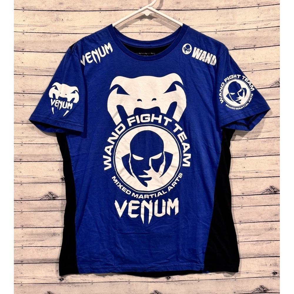 Venum Shirt Mens M Blue Wand Fight Team Snake Logo MMA Graphic Tee Brazil Made